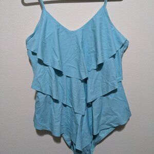 Chic Soul Plus-Sized Swimsuit 3XL Light Blue One Piece Swim